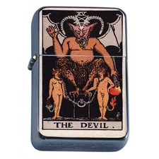 Tarot Card D17 Flip Top Oil Lighter Wind Resistant Flame XV The Devil