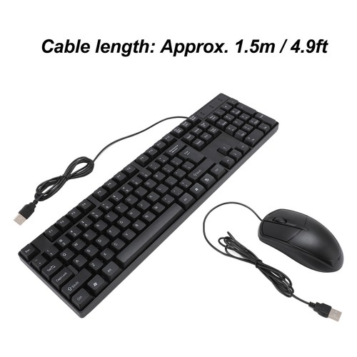 New Wired USB Keyboard Mouse Set Ergonomic 104 Keys Keyboard Comfortable Grip Mo - Picture 12 of 24