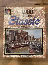 Selchow Righter Classic 1000 Piece Puzzle ‘Bermeo Harbor, Spain’ Complete!