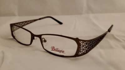 Bellagio B688 C-02 Modified Oval Eyeglass Frames 51-18-145 BROWN with Cutouts