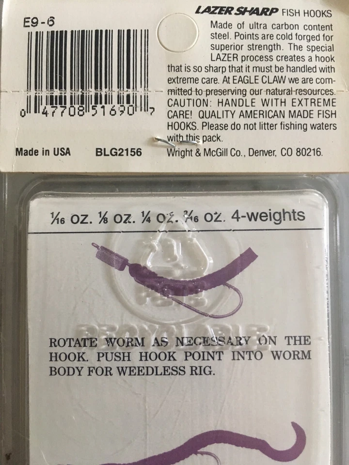CABEZAS DE PLANTILLA LAZER ESTILO DESLIZANTE A GRANEL 200-1/4 OZ GANCHO DE GUSANO 3/0 VÁSTAGO LARGO HECHO EN EE. UU. Foto 3 de 4