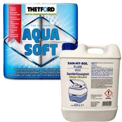 Thetford 8 Rollen AquaSoft +2,5L San Hy Sol Sanitärflüssigkeit Camping Toilette