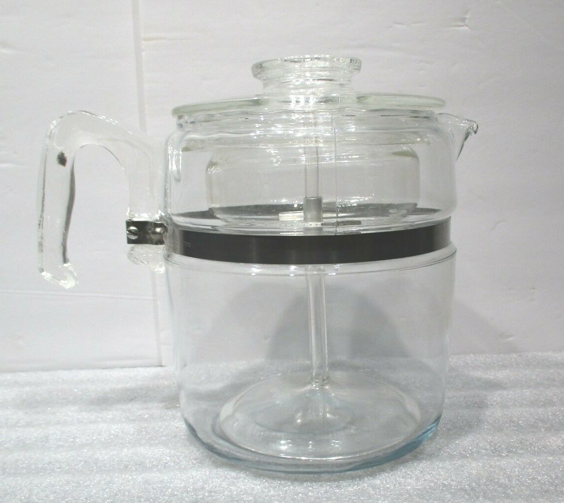 Vintage Pyrex Flame Ware Glass Percolator Coffee Pot 6-9 Cup 7759