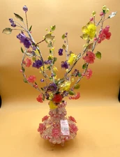 JOHNNY CRYSTAL JEWELRY FLOWER VASE MADE OF BEADS WITH CRYSTAL FLOWERS 18" TALL