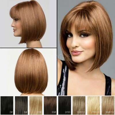 Women Short Bob Hair Wig With Bangs Heat Resistant Synthetic  display picture 1