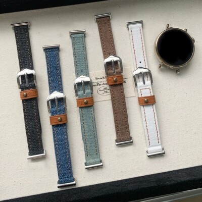 Slim Women Denim Pu Leather Strap for Huawei GT 4 Smart Watch Band for Samsung