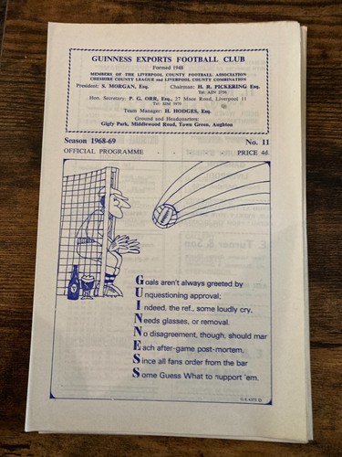 Guinness Exports Football Club home programmes 1968/69 1969 Non League Cheshire - Picture 16 of 21