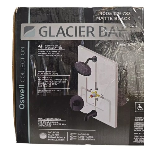 Glacier Bay Oswell Single-Handle 1-Spray Tub & Shower Faucet in Matte Black - Picture 10 of 12