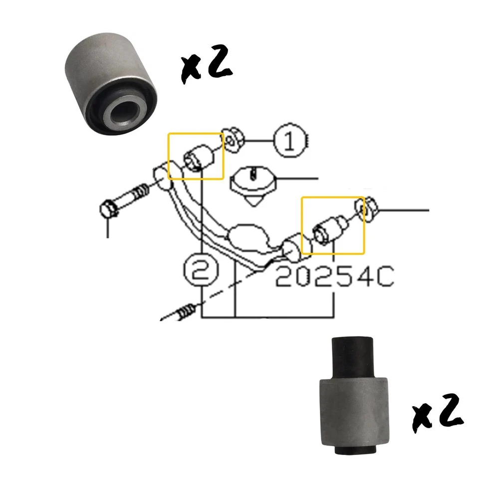 4x Buje de brazo de control inferior superior trasero para Subaru Legacy Outback Baja 2003-2006 Foto 2 de 4