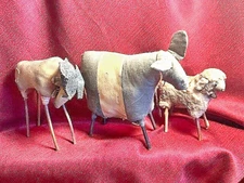 August Moon The Lang Company 2004 Lot of 3 Primitive Figurines Moose, Cow, Sheep