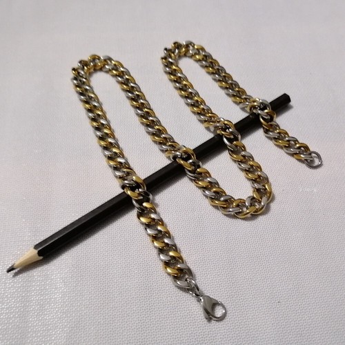 Rare dual tone color scheme cuban link necklace 10mm 24inch Two tone fashion - Picture 4 of 5
