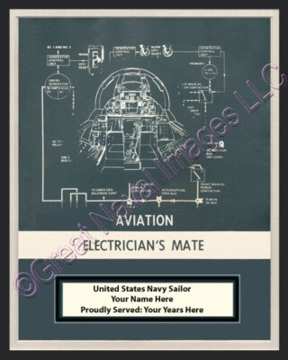 AVIATION ELECTRICIANS MATE Rate Print 2  Personalized on Canvas US Navy Veterans