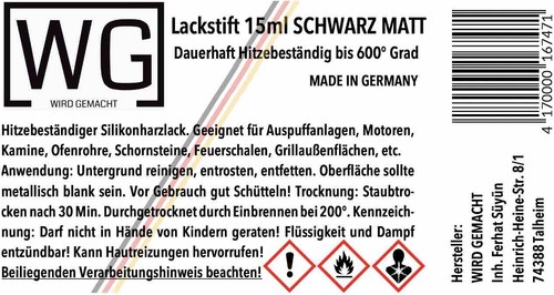 Hitzebeständiger Lackstift Lackpinsel Temperaturbeständig 600 Grad Schwarz Matt - Bild 8 von 9