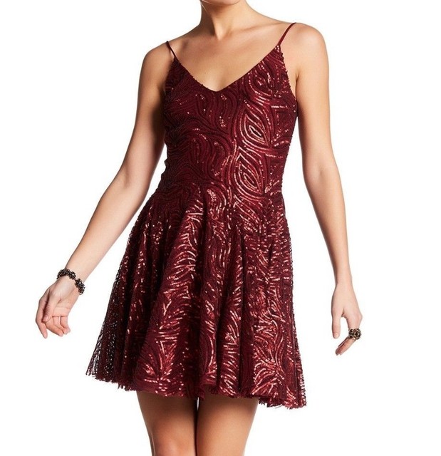 red sparkly skater dress