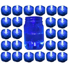 QTY 24 Blue LED Submersible Underwater Tea lights TeaLight Flameless US Shipper