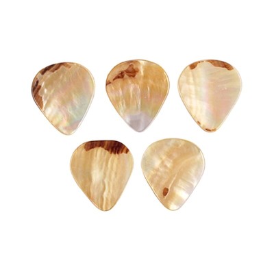 5pcs Musical Accessories Yellow Abalone Seashell Guitar Picks Mixed Plectrum