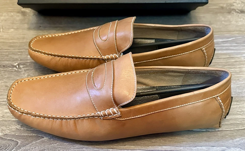 Nuevos zapatos de vestir Zanzara sin cordones de cuero tostado para hombre talla 11,5 Foto 4 de 4