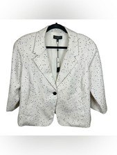 Talbots Tweed Blazer Jackie Fit Textured Neutral 16W Structured Chic Preppy NWT