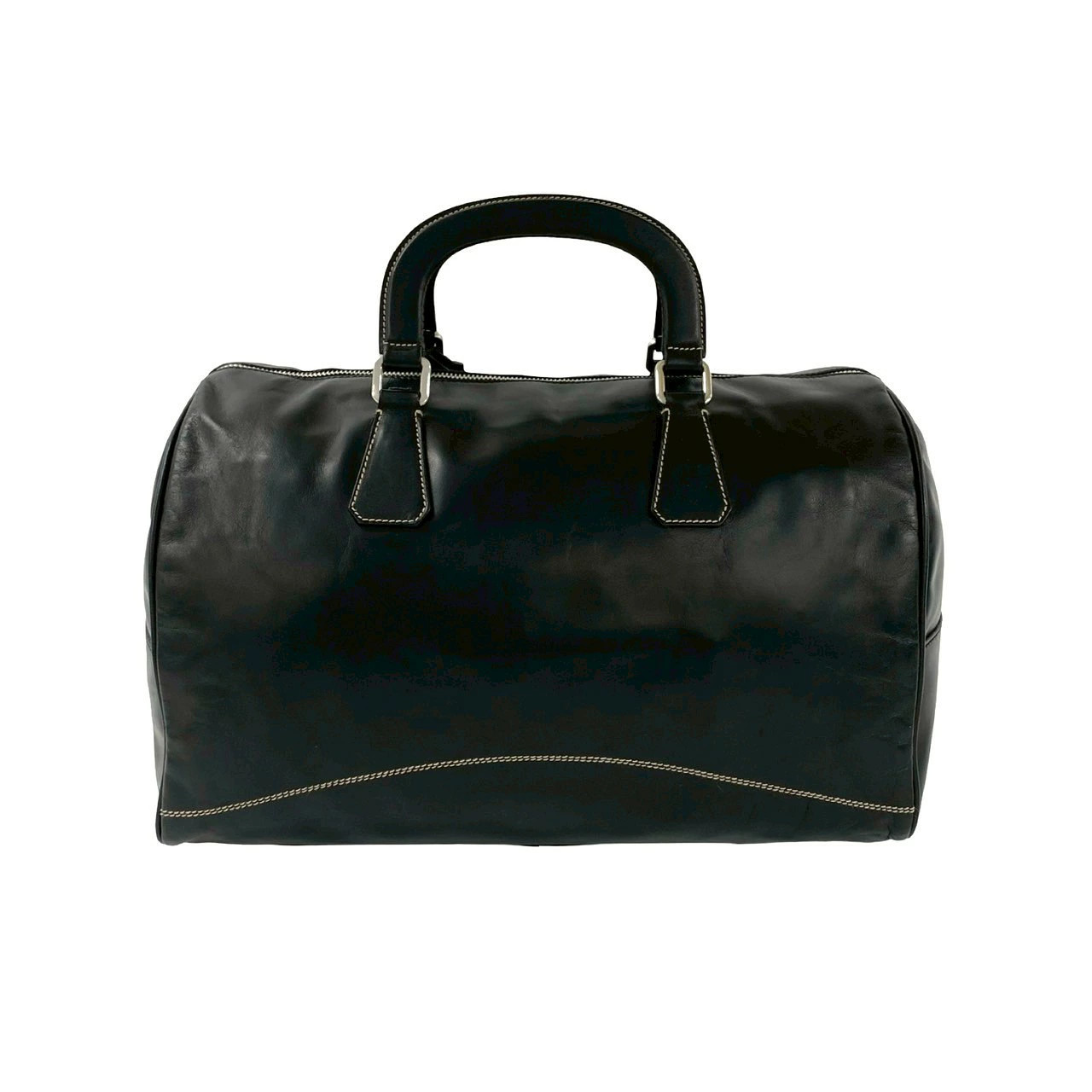 Extremely Rare Item Prada Logo Metal Fittings Stitch Leather Genuine 2 image 3
