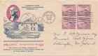 #727 Washingtons Headquarters Newburgh NY Linprint cachet FDC to New Zealand