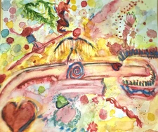 Watercolor Origional. Abstract "Live The Dance" Signed.   Fleischer.  