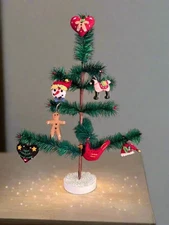 Primitive Bethany Lowe Inspired German Style Goose Feather Tree w/ Red Berries 1