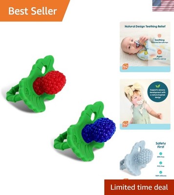 RaZberry Silicone Teether Pacifier   Teething Relief for Infants, Food-Grade,...