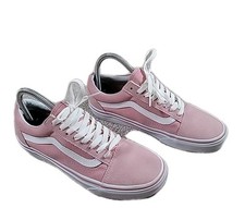 Vans Old Skool Low M6.5 W8.0 Pink White Athletic Skate Shoes Sneakers