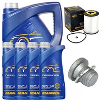 MotoröL Filter Set Mannol 10W-40 API SN 9 Liter + Schraube FüR Mercedes E-Klasse