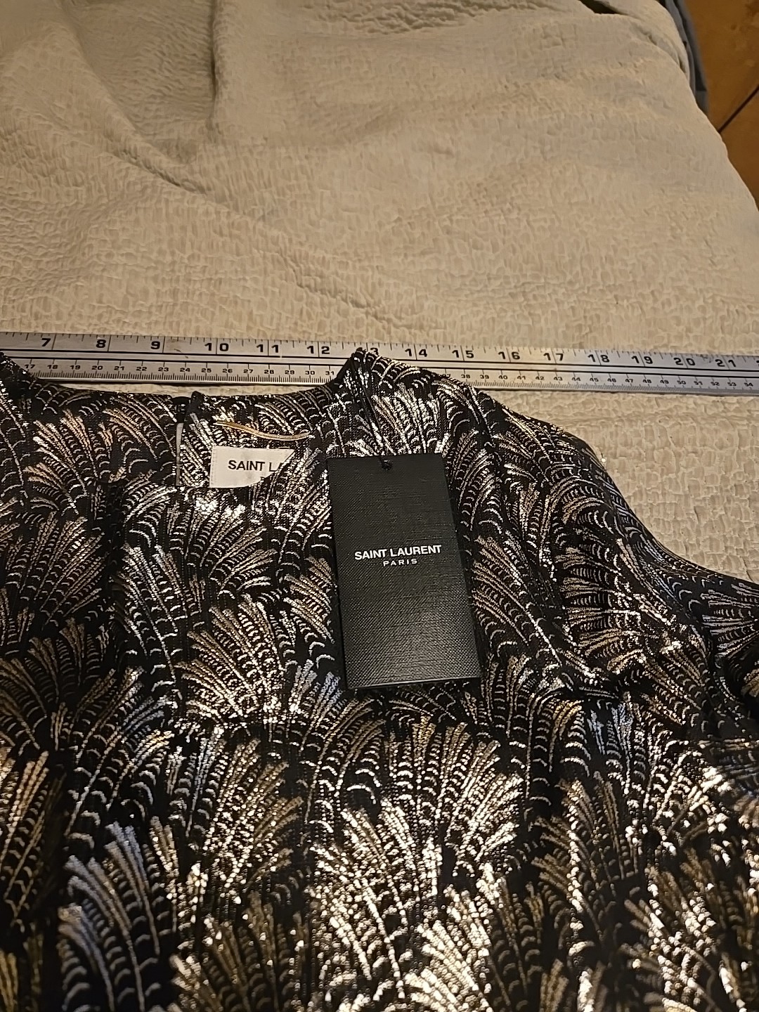 Mini Abito Saint Laurent Di Parigi Seta Oro Tg F34 Made In France