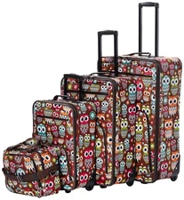 Jungle Softside Upright Luggage Set, Expandable, Owl, 4-Piece (14/29/24/28)