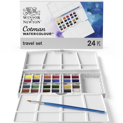 Watercolor Paint Set Cotman Studio 24 Half Pans Winsor Newton