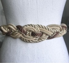Vtg 80s gray braided woven cord belt .