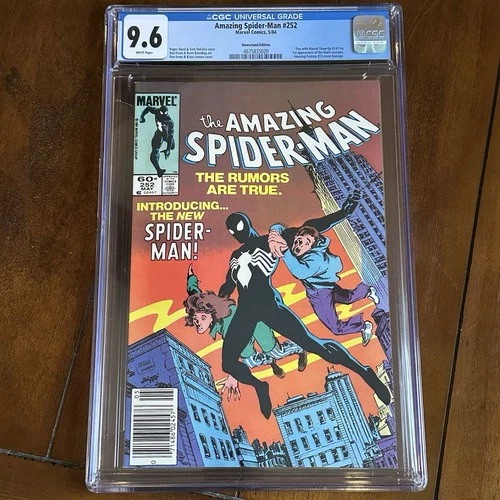 AMAZING SPIDER-MAN #252 1984 1ST BLACK SUIT NEWSSTAND CGC 9.6 WHITE PAGES