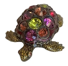JAY STRONGWATER SMALL JEWELED ENAMEL TURTLE TRINKET RING PILL  BOX
