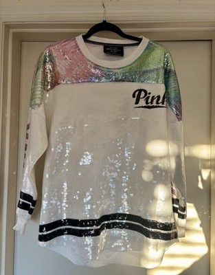 Limited release Victoria s Secret PINK all Sequin Open Back Crew Very Rare