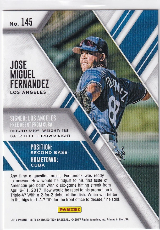 2017 Panini Elite Extra Edition - Jesus Sanchez #122 Aspirations Blue /75 - Image 2 of 2