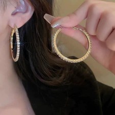 Fashion Geometric Round Crystal Zircon Drop Dangle Ear Earrings Stud Women Party