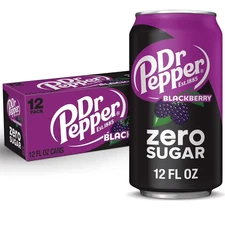 Dr Pepper Blackberry Zero Sugar Soda 12 fl oz Cans 12 Pack Limited Edition