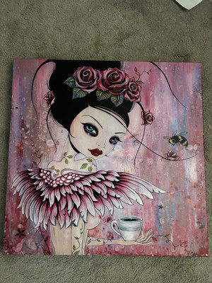 Caia Koopman Coffee Angel canvas print on wood