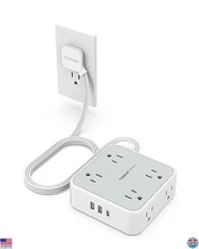 Surge Protector Power Strip, 8 AC Outlets, 3 USB Ports, 5 Ft, 900J Protection