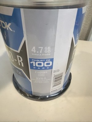 TDK PrintOn DVD + R 47GB Single Sided 8X Compatible Recordable 100 Discs Spindle