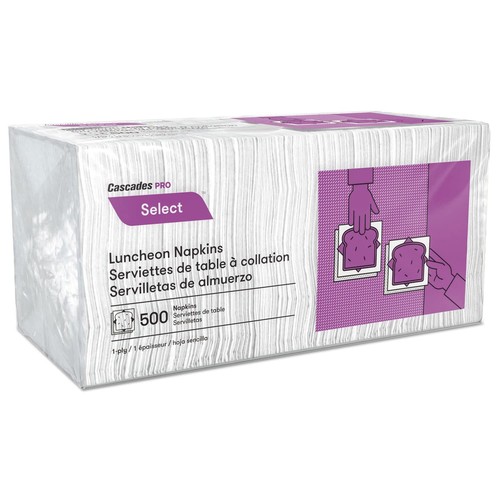 PRO N020 Select Luncheon Napkins 1 Ply 11 1/4x 12 1/2 White 500Pack 6000 Carton