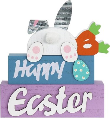 Layered Wooden Easter Bunny Decor with Carrots for Farmhouse Spring Decor