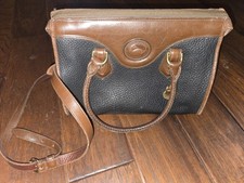 VTG Dooney  Bourke Pebbled Black  Brown All-Weather Leather Tote Crossbody Bag