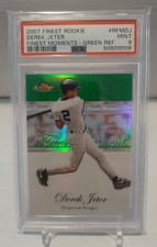2007 FINEST MOMENTS GREEN REFRACTOR - DEREK JETER #ED 019/199 PSA 9