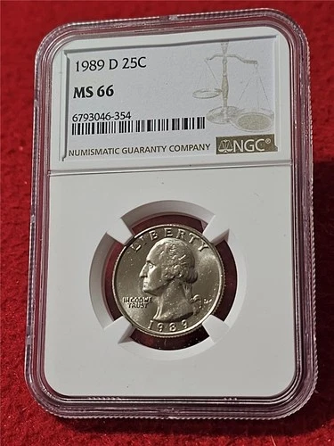 1989-D WASHINGTON QUARTER   NGC MS 66  UNCIRCULATED                     #T0037