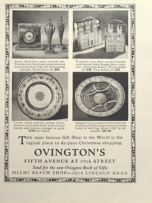 Ovington's Fifth Ave Miami Beach Book Of Gifts Mantel Set Vintage Print Ad 1936
