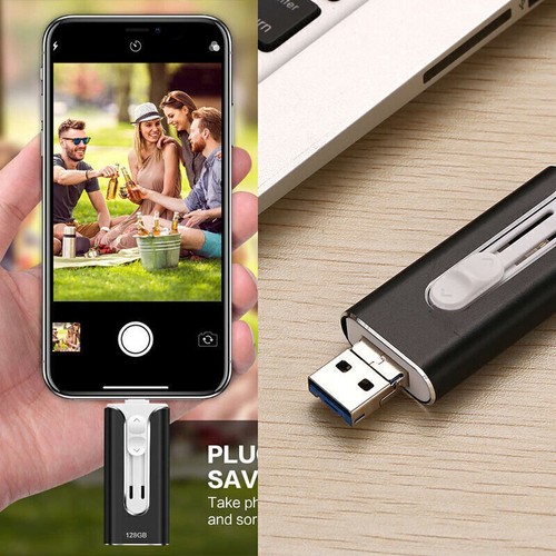 USB Flash Drive Memory Stick for iPhone External Storage 3 in1 USB 3.0 64G 256G - Picture 2 of 17