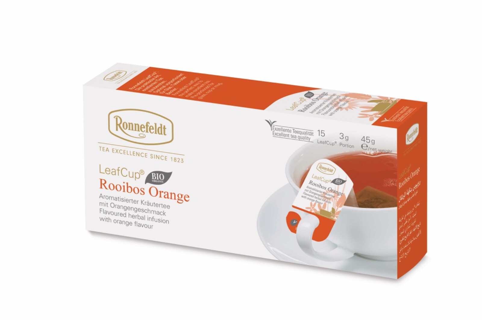 Ronnefeldt Leafcup® Rooibos Orange BIO. 15 premium tea bags. Made in Germany